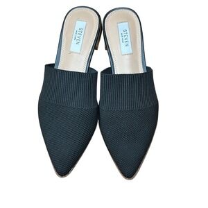Steven New York Knit Mules Pointed Toe Slip On‎ Heels Black Size 7.5